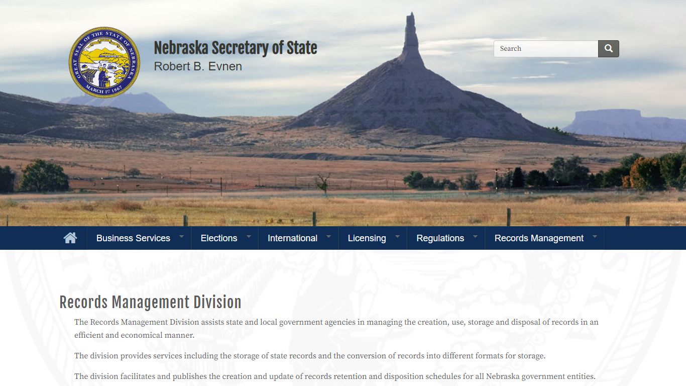 Records Management Division | Nebraska Secretary of State